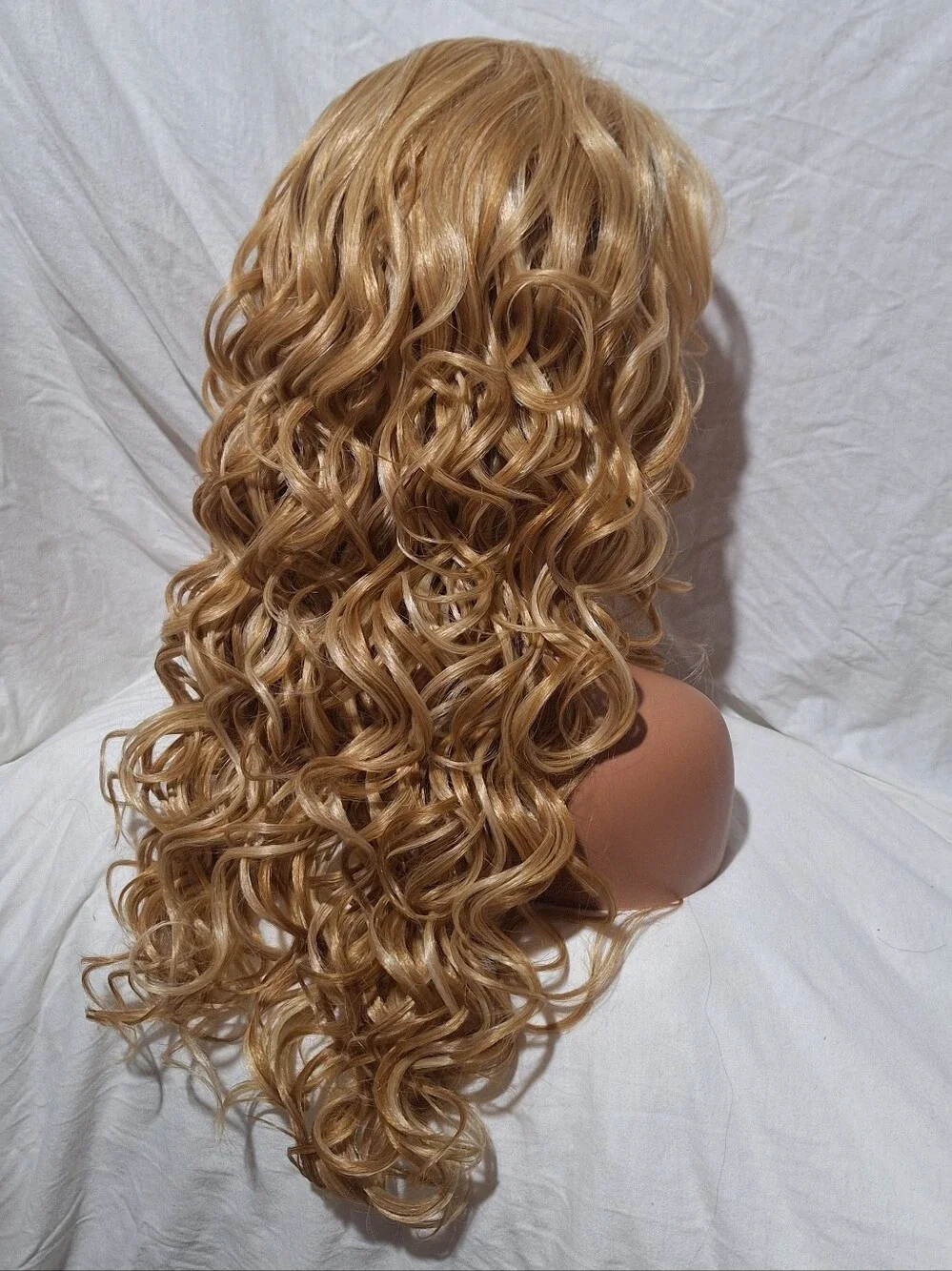 Blonde Long Curly Lace Front Wig - Human Hair Blend Wig